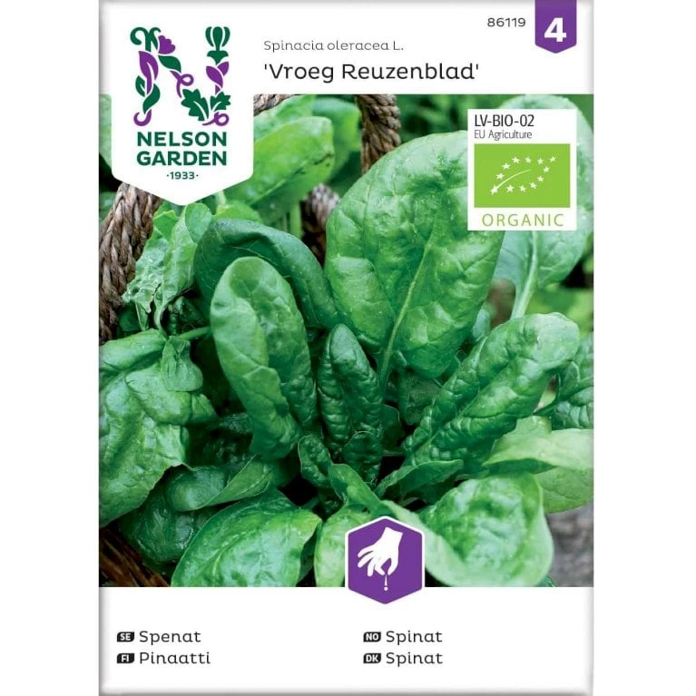 Spinat 'Vroeg Reuzenblad' Øko Spinacia Oleracea L. 'Vroeg Reuzenblad' Frøpose, Antal Pr. Pakke, Ca. 80 Stk. 3 Spinat 'Vroeg Reuzenblad' Øko Spinacia Oleracea L. 'Vroeg Reuzenblad' Frøpose, Antal Pr. Pakke, Ca. 80 Stk.