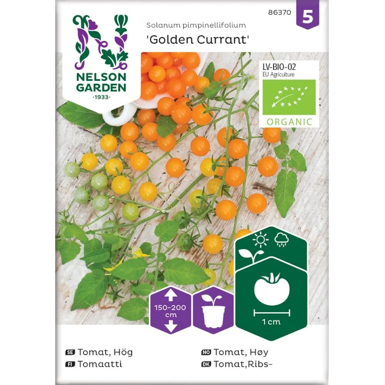 Ribstomat 'Golden Currant' Øko Solanum Pimpinellifolium 'Golden Currant' Frøpose, Antal Pr. Pakke, Ca. 3 Stk. 3 Ribstomat 'Golden Currant' Øko Solanum Pimpinellifolium 'Golden Currant' Frøpose, Antal Pr. Pakke, Ca. 3 Stk.