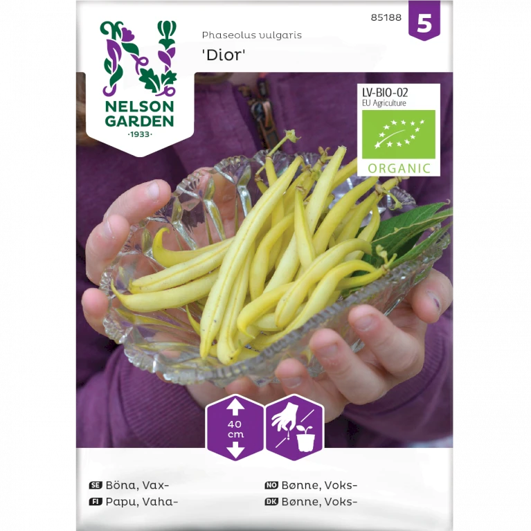 Voksbønne 'Dior' Øko Phaseolus Vulgaris 'Dior' Frøpose, Antal Pr. Pakke, Ca. 30 Stk. 3 Voksbønne 'Dior' Øko Phaseolus Vulgaris 'Dior' Frøpose, Antal Pr. Pakke, Ca. 30 Stk.