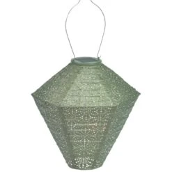 Solcelle Lanterne Sashiko Lysegrøn Lumiz Solcelle Lanterne Sashiko Diamand 28 Cm